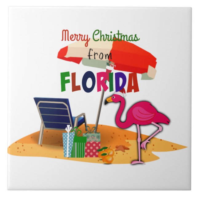 Frohe Weihnachten aus Florida Fliese (Vorderseite)