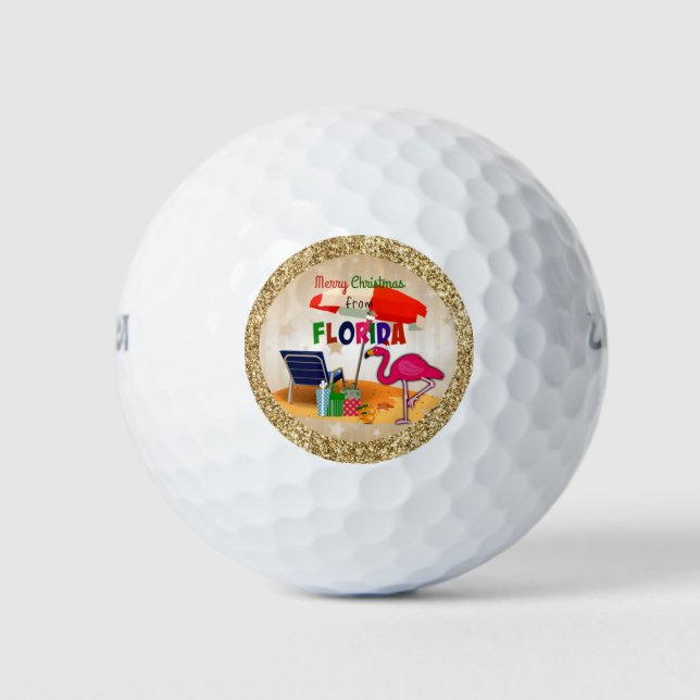 Frohe Weihnachten aus Florida Golfball (Vorderseite)