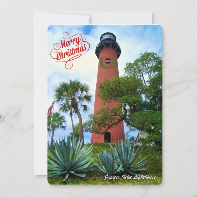 Frohe Weihnachten aus Florida Jupiter Lighthouse (Vorderseite)