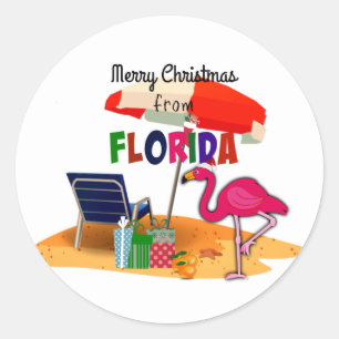 Frohe Weihnachten aus Florida Runder Aufkleber