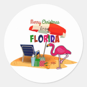 Frohe Weihnachten aus Florida Runder Aufkleber