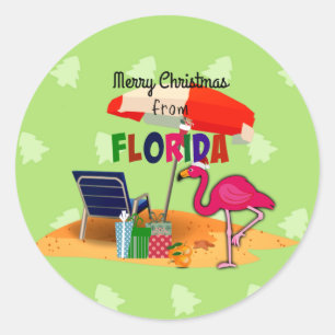 Frohe Weihnachten aus Florida Runder Aufkleber