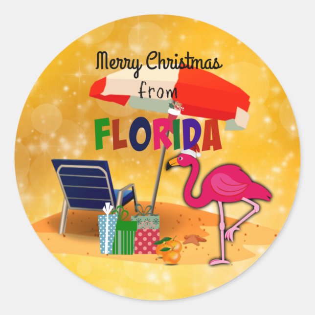 Frohe Weihnachten aus Florida, Runder Aufkleber (Vorderseite)