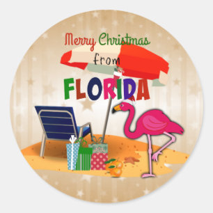 Frohe Weihnachten aus Florida Runder Aufkleber