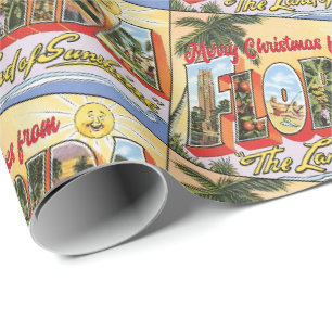 Frohe Weihnachten aus Florida vintage Grußkarte Geschenkpapier