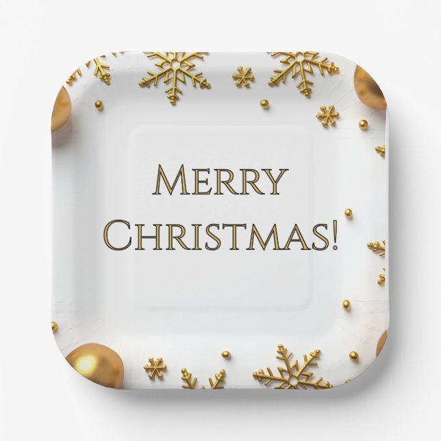 Frohe Weihnachten aus Gold  Pappteller (Vorderseite)