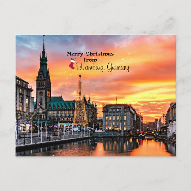 Frohe Weihnachten aus Hamburg, Deutschland Postkarte (Vorderseite)