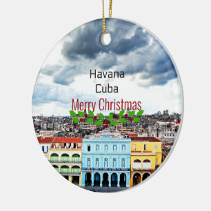 Frohe Weihnachten aus Havanna, Kuba Keramik Ornament