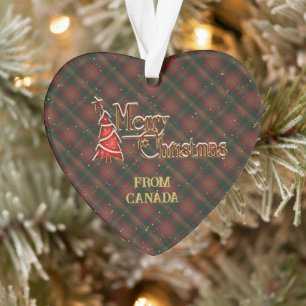 Frohe Weihnachten aus Kanada Tartan Ornament
