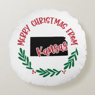 Frohe Weihnachten aus Kansas Red Green Rundes Kissen