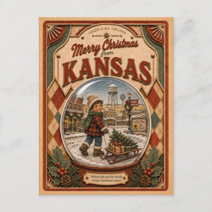 Frohe Weihnachten aus Kansas Vintage-Schneekugel