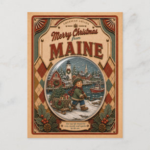 Frohe Weihnachten aus Maine Vintage-Schneekugel