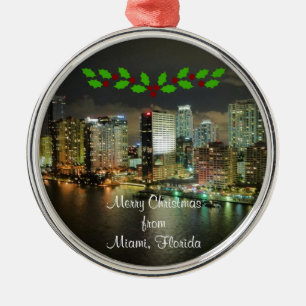 Frohe Weihnachten aus Miami, Florida Metall-Orname Ornament Aus Metall