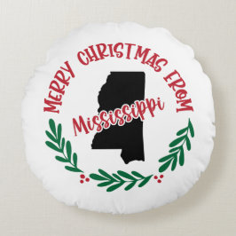 Frohe Weihnachten aus Mississippi US Red Green Rundes Kissen