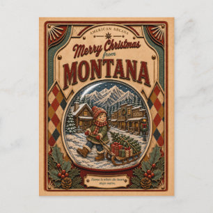 Frohe Weihnachten aus Montana Vintage-Schneekugel