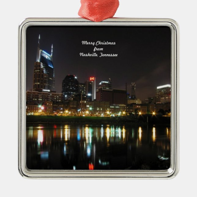 Frohe Weihnachten aus Nashville, Tennessee Silbernes Ornament (Vorne)