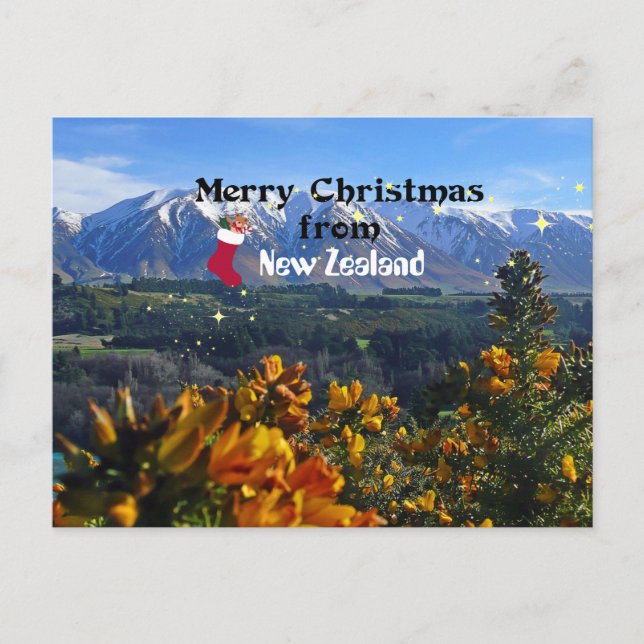 Frohe Weihnachten aus Neuseeland Postkarte (Vorderseite)
