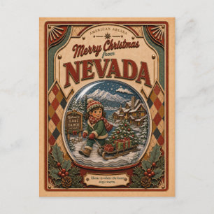 Frohe Weihnachten aus Nevada Vintage-Schneekugel
