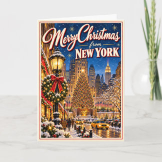Frohe Weihnachten aus New York Vintage NYC Feierta Karte