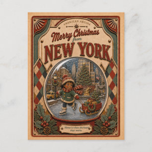 Frohe Weihnachten aus New York Vintage-Schneekugel