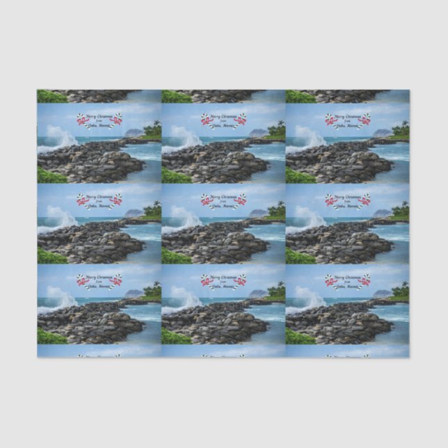 Frohe Weihnachten aus Oahu, Hawaii Seidenpapier (Vorderseite)