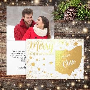 Frohe Weihnachten aus Ohio Staat Foto Folienkarte