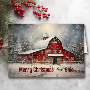 Frohe Weihnachten aus Ohio Winter Barn Card