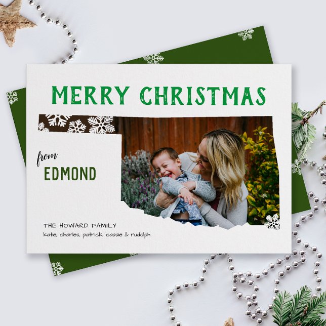 Frohe Weihnachten aus Oklahoma Foto Urlaubskarte (From the state of Oklahoma with love one photo Christmas holiday card and moving announcement)