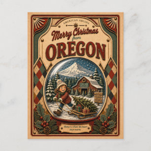 Frohe Weihnachten aus Oregon Vintage-Schneekugel
