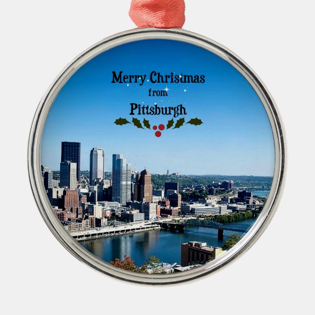 Frohe Weihnachten aus Pittsburgh Ornament Aus Metall (Vorne)