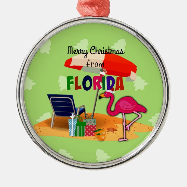 Frohe Weihnachten aus Sunny Florida Ornament Aus Metall (Vorne)