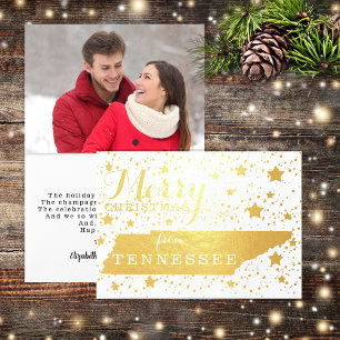 Frohe Weihnachten aus Tennessee Staat Kontur Foto Folienkarte