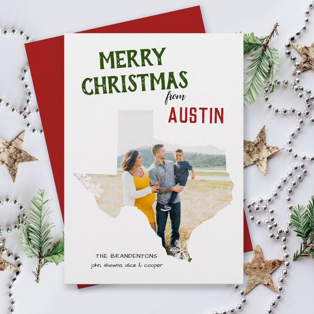 Frohe Weihnachten aus Texas Eine Fotografie (From Texas with love one photo Christmas holiday card and moving announcement )