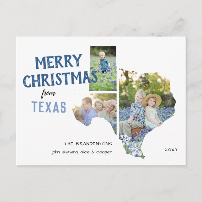 Frohe Weihnachten aus Texas Three Foto Postcard Postkarte (Vorderseite)