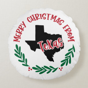 Frohe Weihnachten aus Texas US Red Green White Rundes Kissen