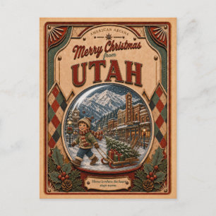 Frohe Weihnachten aus Utah Vintage-Schneekugel