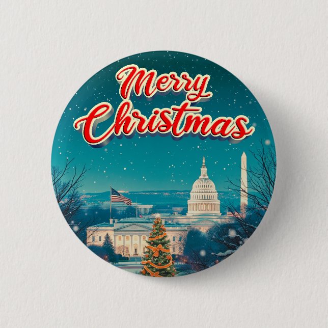 Frohe Weihnachten aus Washington DC Vintag Retro Button (Vorderseite)