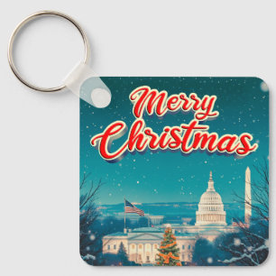 Frohe Weihnachten aus Washington DC Vintag Retro Schlüsselanhänger