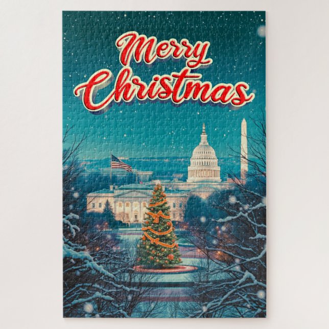 Frohe Weihnachten aus Washington Vintag Retro Puzzle (Vertikal)