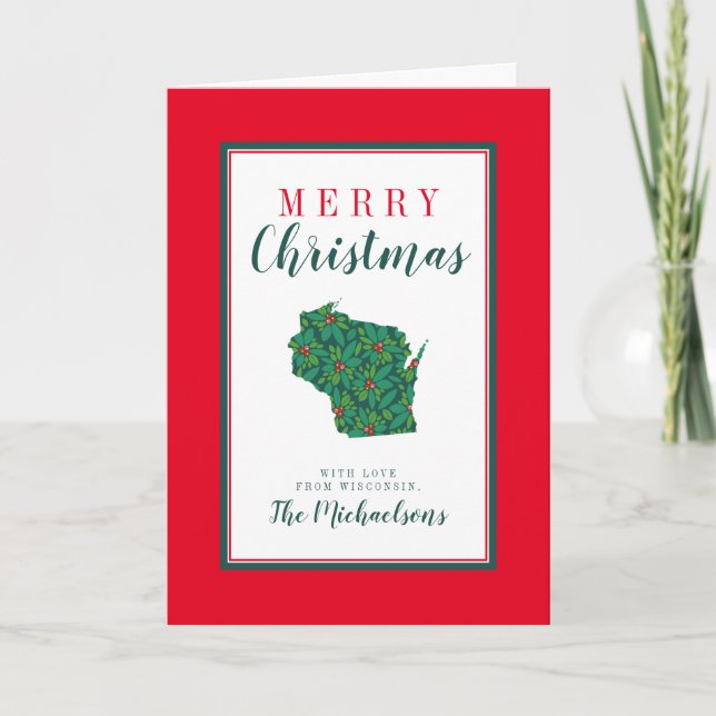 Frohe Weihnachten aus Wisconsin Karte (Vorderseite)