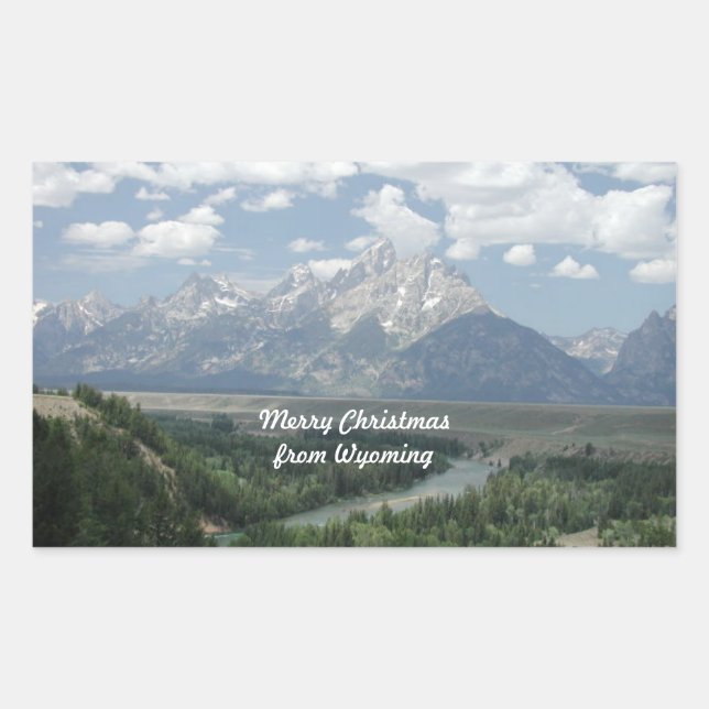 Frohe Weihnachten aus Wyoming Rechteckiger Aufkleber (Vorderseite)