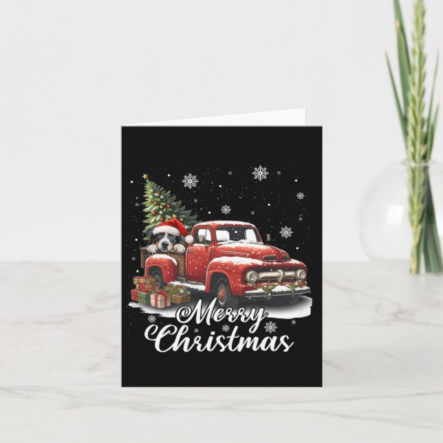 Frohe Weihnachten Australian Shepherd Dog Riding R Karte (Vorderseite)