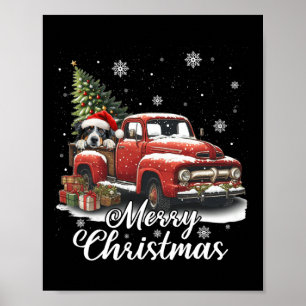Frohe Weihnachten Australian Shepherd Dog Riding R Poster