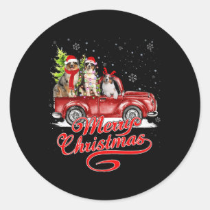 Frohe Weihnachten Australian Shepherd Santa Reinde Runder Aufkleber