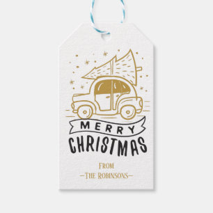 Frohe Weihnachten Auto Baum Benutzerdefinierte Tex Geschenkanhänger