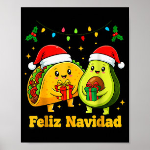 Frohe Weihnachten Avocado-Tacos Mexikanisches Weih Poster
