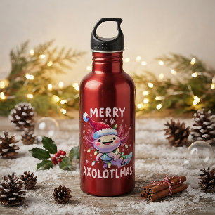 Frohe Weihnachten Axolotl Lichter Axolotlmas Baum Edelstahlflasche