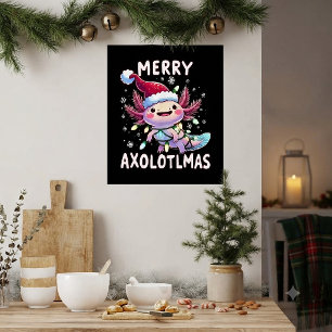 Frohe Weihnachten Axolotl Lichter Axolotlmas Baum Poster