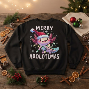 Frohe Weihnachten Axolotl Lichter Axolotlmas Baum Sweatshirt