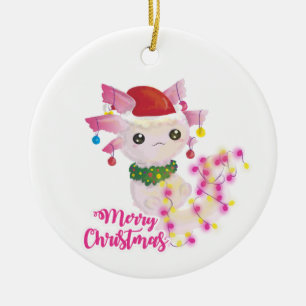 frohe weihnachten axolotl weihnachtsmann keramik ornament